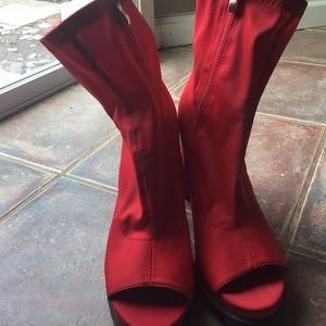 Red platform heels